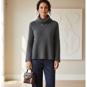 Park Vogel Womens Medium 2 Sweater Peplum Striped Cowl Neck Pullover Style 355